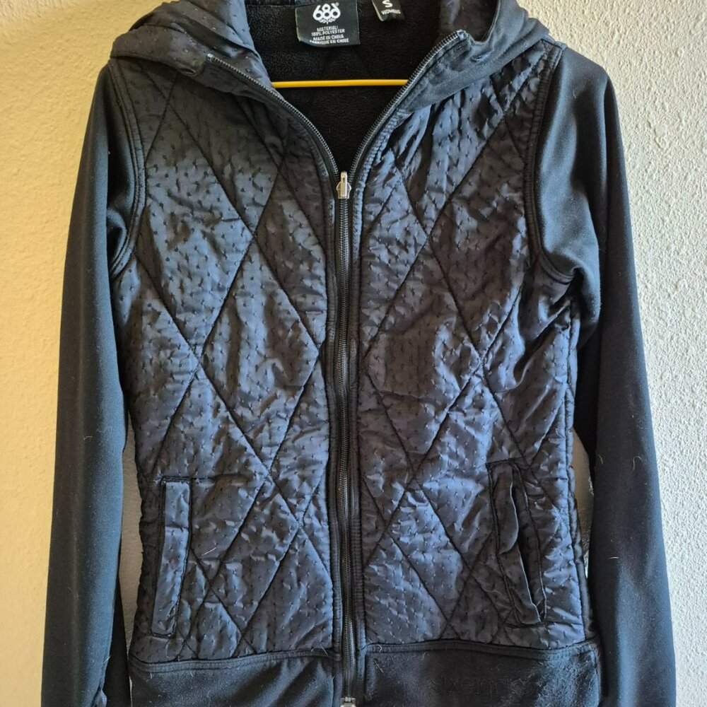 686 Black Hoodie (Liner) with Quilted Design